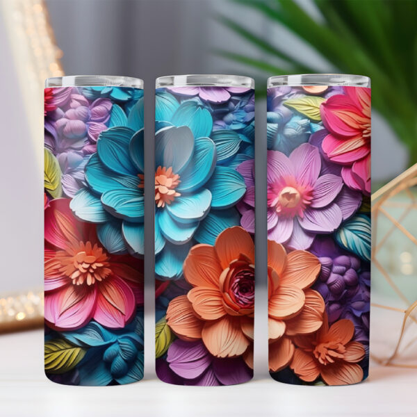 3D Flower Tumbler Wrap Floral Tumbler Wrap 7 PNG files BUNDLE - Image 8