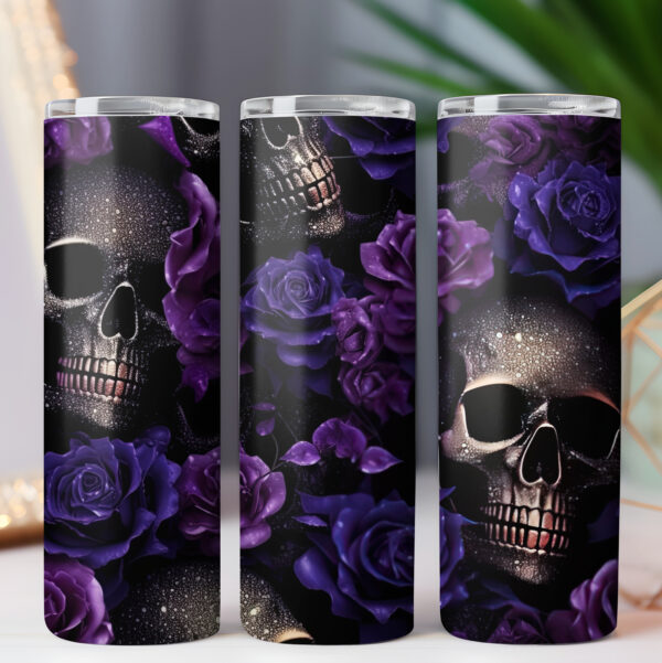 3D Skulls and Flowers SEAMLESS tumbler wrap design BUNDLE, COMMERCIAL LICENSE - Image 2