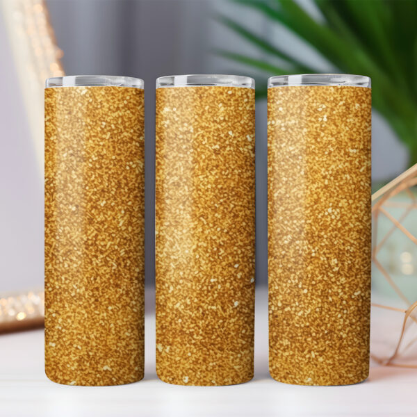 Golden Glitter 20oz Skinny Straight Tumbler Wrap, 5 PNG Commercial License - Image 2