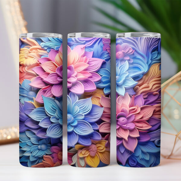 3D Flower Tumbler Wrap Floral Tumbler Wrap 7 PNG files BUNDLE - Image 2