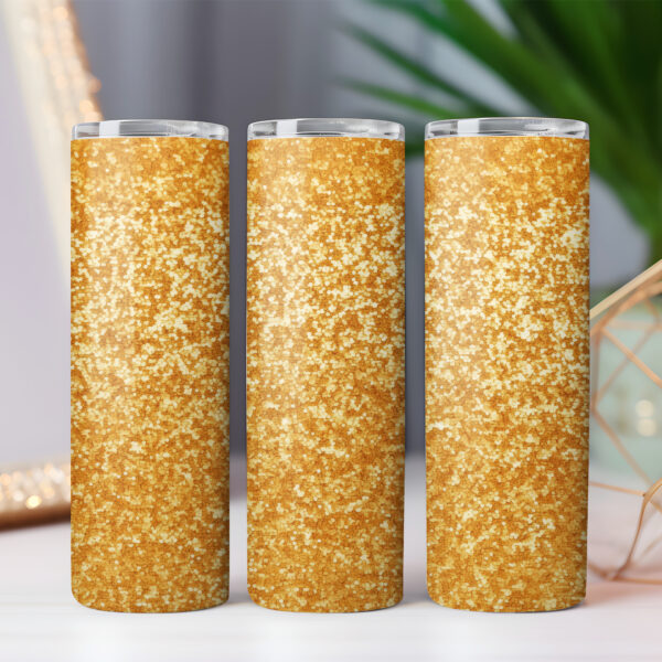 Golden Glitter 20oz Skinny Straight Tumbler Wrap, 5 PNG Commercial License - Image 6