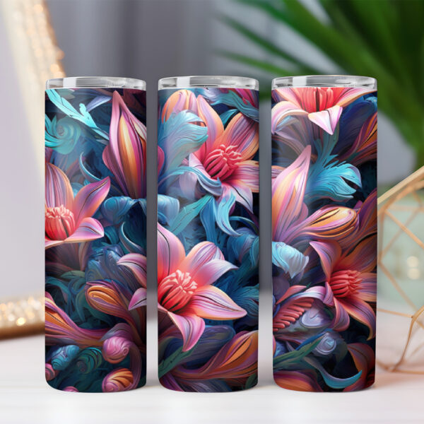 3D Flower Tumbler Wrap Floral Tumbler Wrap 7 PNG files BUNDLE - Image 7