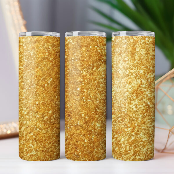 Golden Glitter 20oz Skinny Straight Tumbler Wrap, 5 PNG Commercial License - Image 3