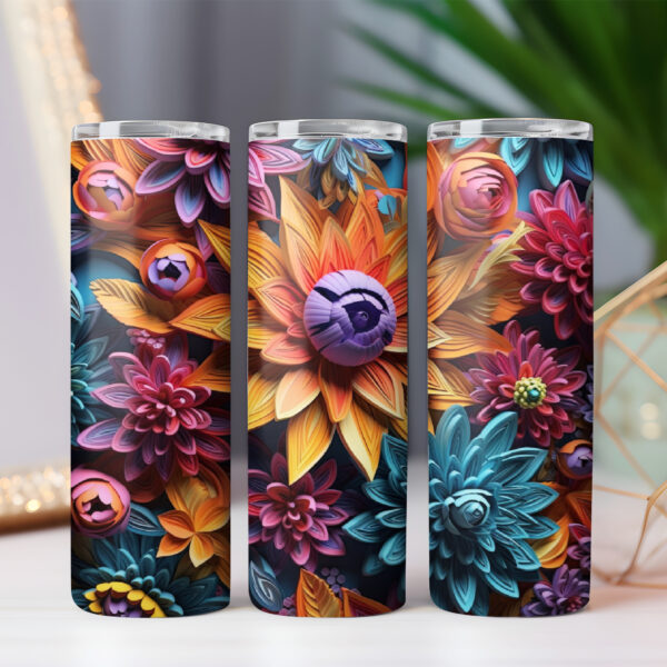 3D Flower Tumbler Wrap Floral Tumbler Wrap 7 PNG files BUNDLE - Image 6