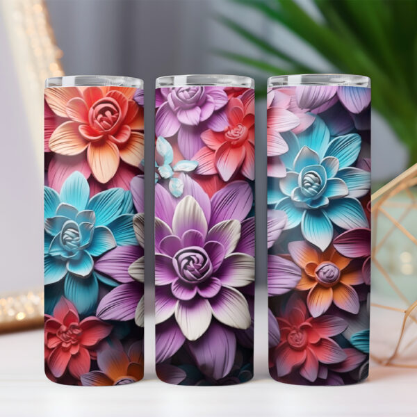 3D Flower Tumbler Wrap Floral Tumbler Wrap 7 PNG files BUNDLE - Image 5