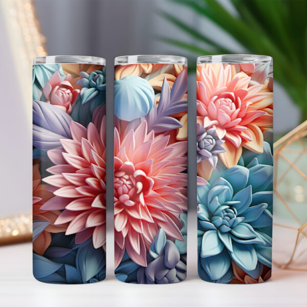 3D Flower Tumbler Wrap Floral Tumbler Wrap 7 PNG files BUNDLE - Image 4