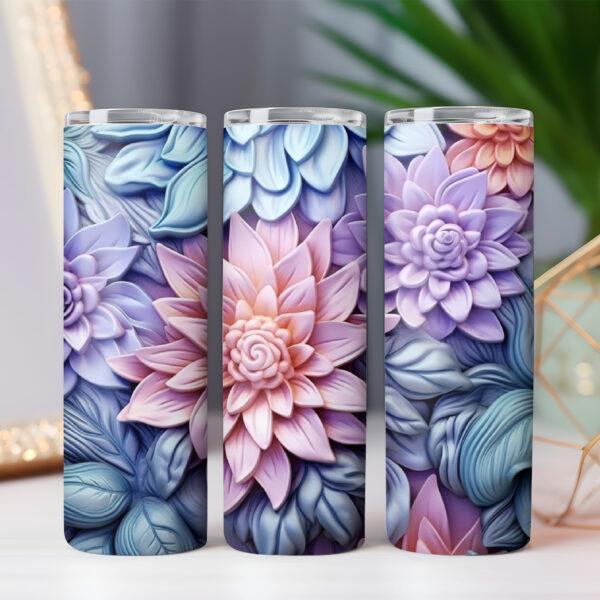 3D Flower Tumbler Wrap Floral Tumbler Wrap 7 PNG files BUNDLE - Image 3