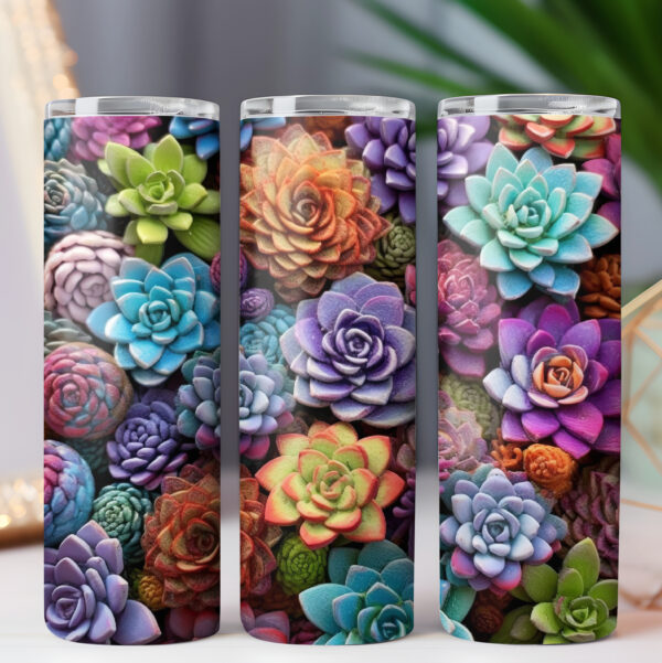 Tumbler Wrap 3D Flowers Succulent PNG 20oz Skinny Tumbler Wrap BUNDLE, Floral Tumbler Wrap - COMMERCIAL LICENSE - Image 7