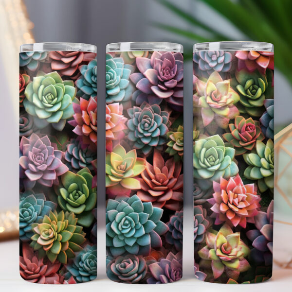 Tumbler Wrap 3D Flowers Succulent PNG 20oz Skinny Tumbler Wrap BUNDLE, Floral Tumbler Wrap - COMMERCIAL LICENSE - Image 9