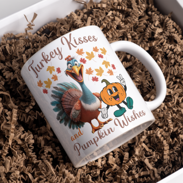 Funny Thanksgiving PNG Turkey Kisses and Pumpkin Wishes Sublimation Design, COMMERCIAL LICENSE - Image 2