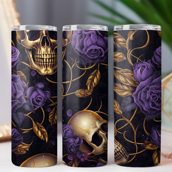 3D Skulls and Flowers SEAMLESS tumbler wrap design BUNDLE, COMMERCIAL LICENSE